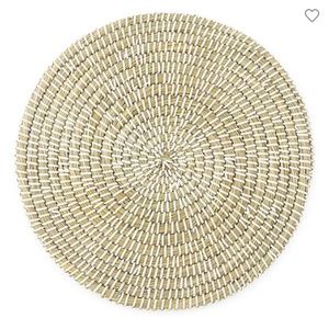Set 6 White Wrap Seagrass Heavy Charger Placemats - NWT